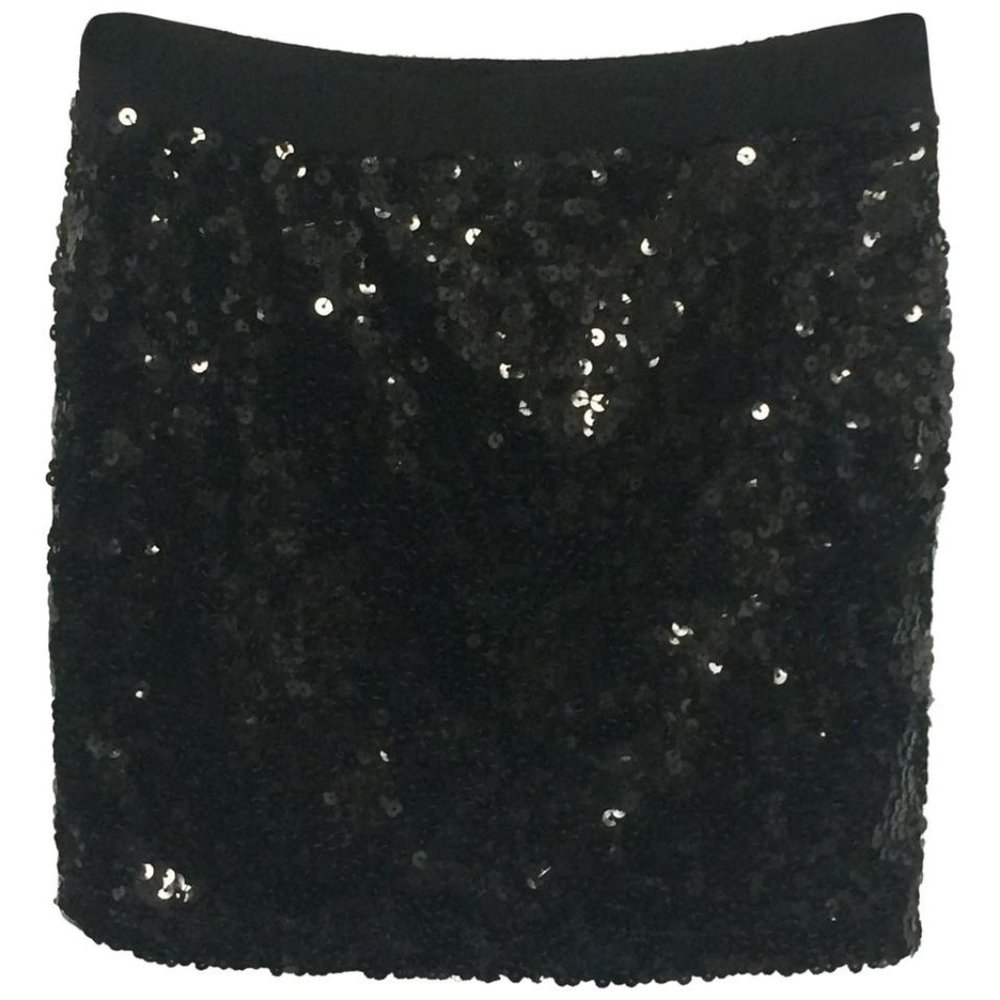 NWT Womens Size Small TFNC London Black All-Over Sequin Stretch Mini Skirt